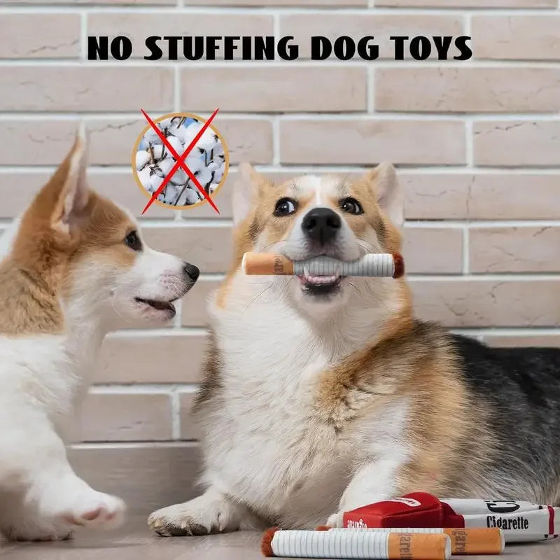 Giggling Plush Cigarette Dog Toy
