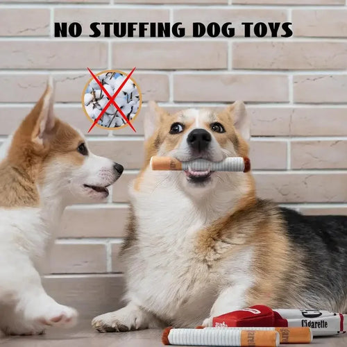 Giggling Plush Cigarette Dog Toy
